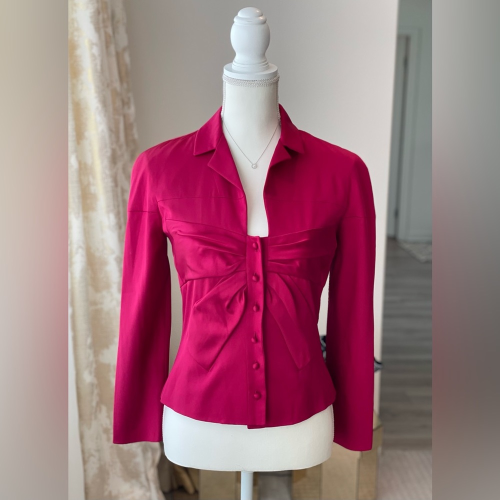 Valentino Pleated Button-Up Top W/Tags, Blouse Size 6